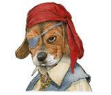 Pirate Puppy.  Cute, colorful animal characters for kids books.  Realistic illustration by Jim Harris for the counting book ‘Ten Little Puppies.’